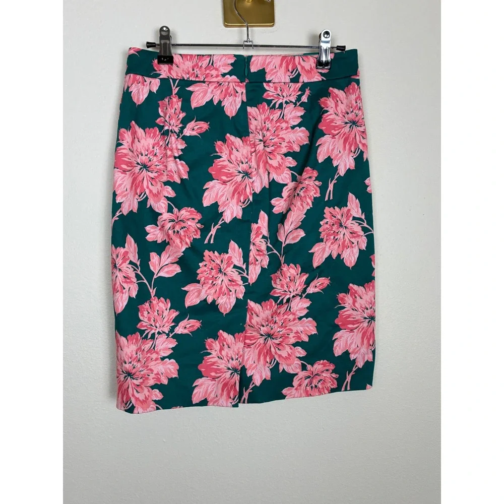 J.Crew Mercantile Teal Pink‎ Floral Pencil Skirt J6166 Size 00 (C7)